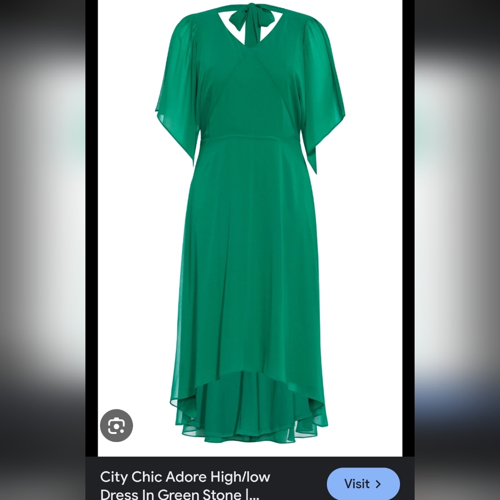 City Chic Adore High Low Dress In Green Stone
